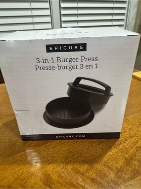 Epicure 3 in 1 Burger Press New in Box